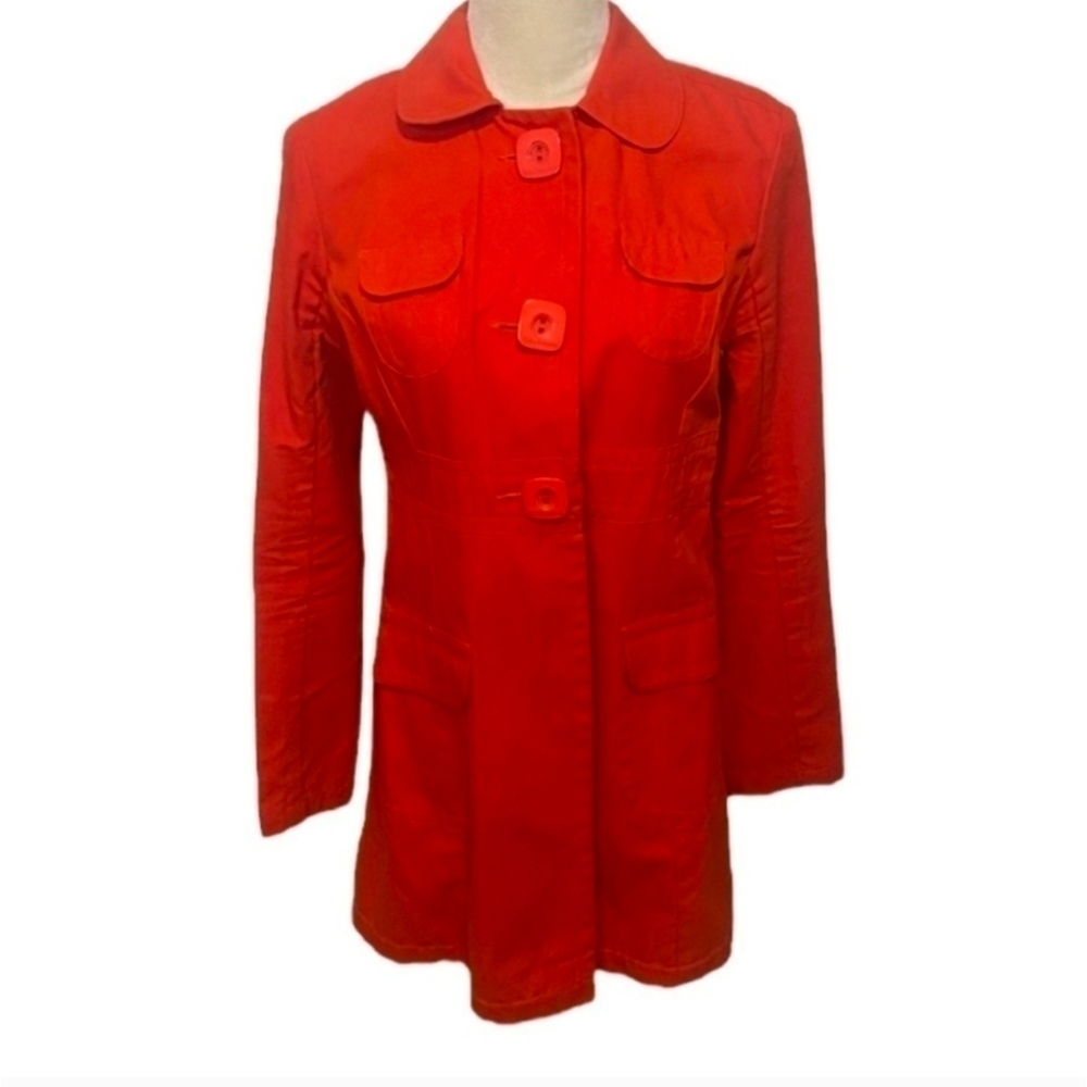 Tara Jarmon Vibrant Red Trench Coat NWOT - Picture 9 of 12